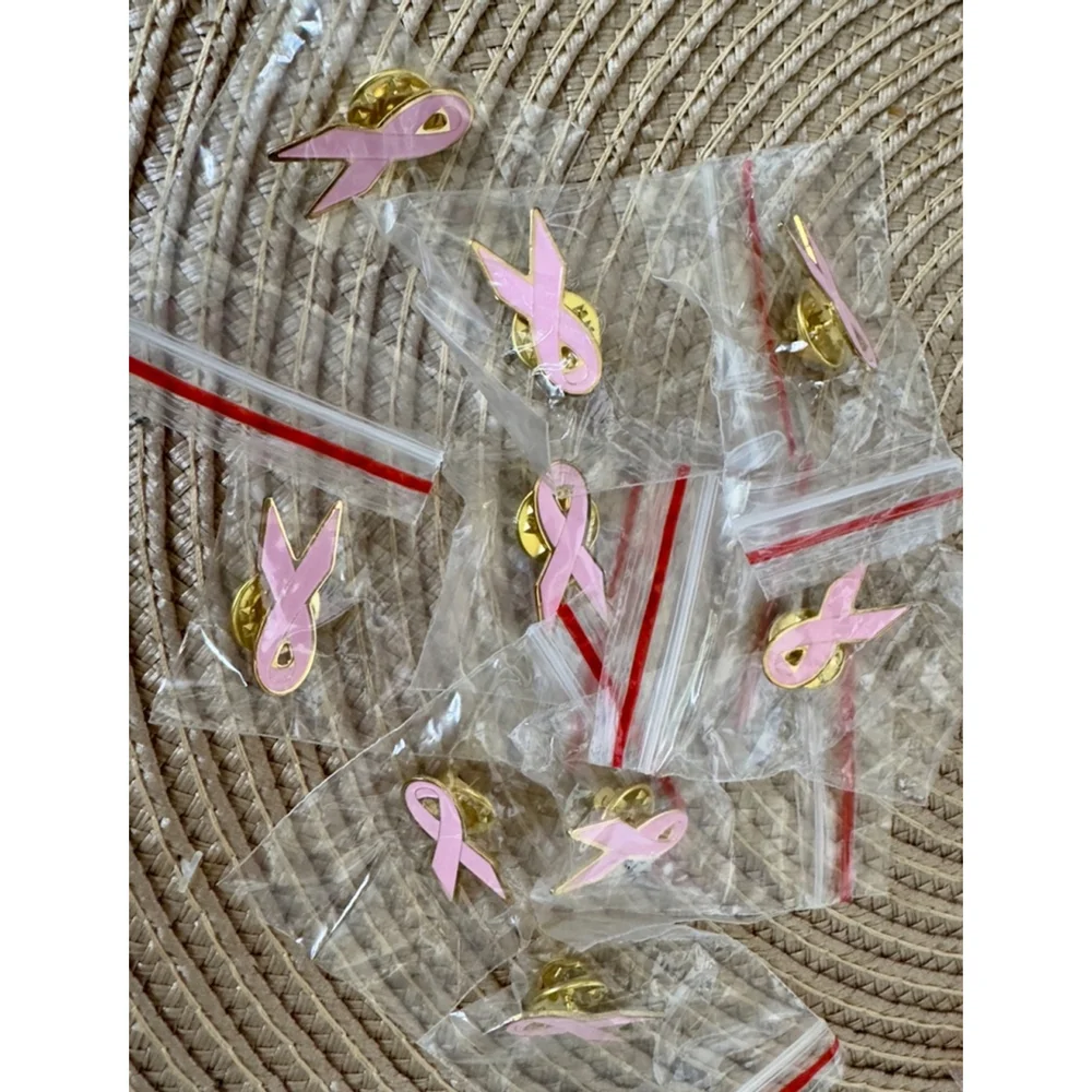 LOT Of 10 ❗️Awareness Ribbon Lapel Pin Breast Cancer Pink Enamel and Gold Metal